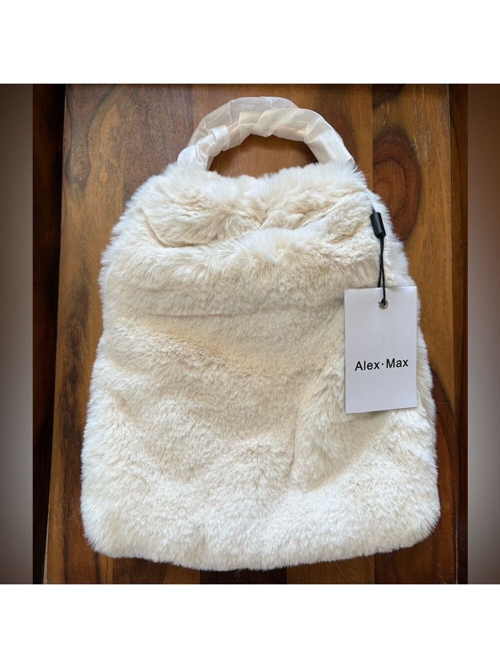 ALEX MAX Faux Fur Handbag With Gold Handles